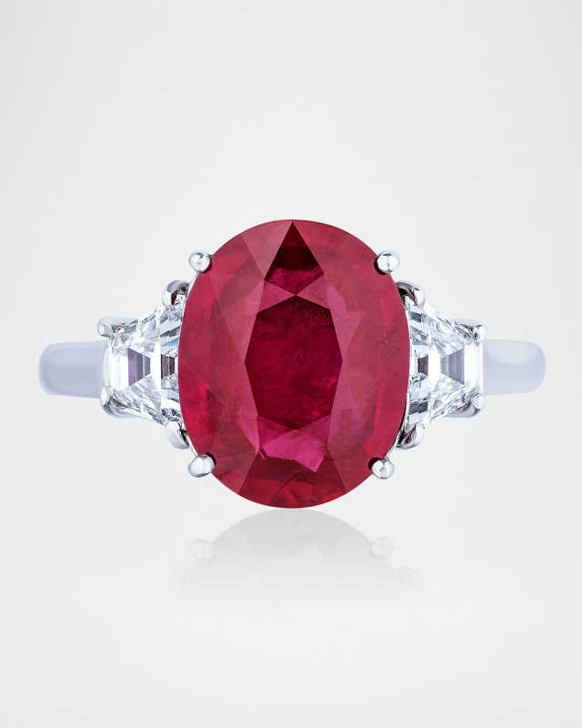 18K White Gold Ruby and Diamond Ring, Size 6.5